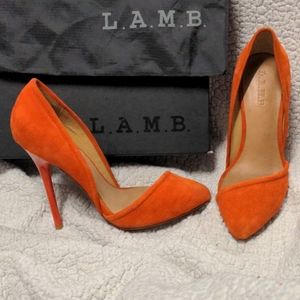 L.A.M.B. Meredith orange 4.5" stiletto heel